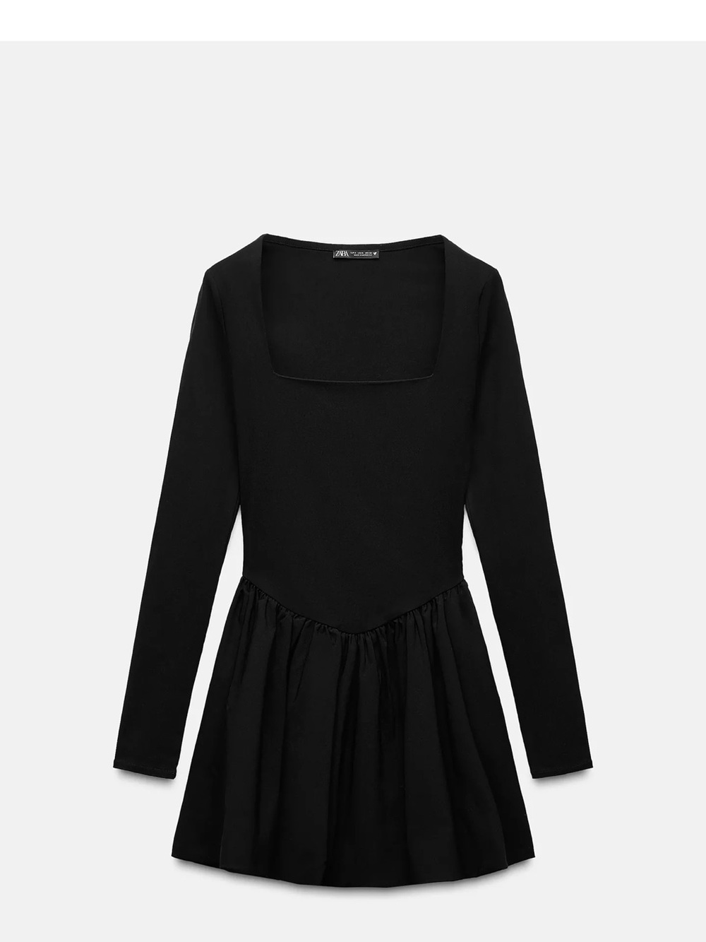 Zara Black Long-Sleeve Mini Dress